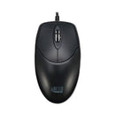 Adesso Three-Button Desktop Optical Scroll USB Mouse, USB 2.0, Left/Right Hand Use, Black